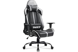 SKOK TAKICO Gaming Chair, Ergonomic Computer Gaming Chair Racing Style Gaming Desk Chair, High Back Swivel Game Chair with Headrest and Lumbar Support(Grey)