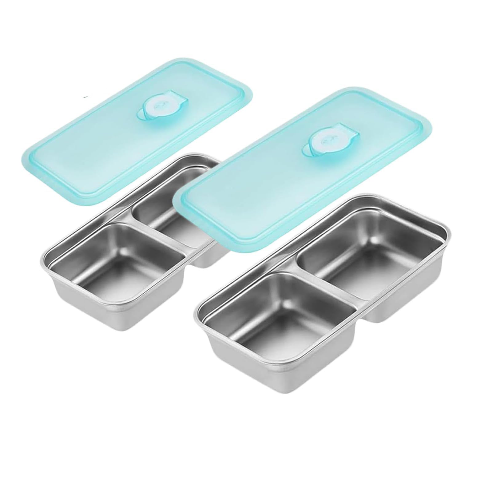 Photo 1 of Bivpreom 2 Pcs Reusable Double Compartment Stainless Steel Snack Containers With Lids ?Grab And Go Snack Containers For Travel And School