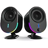Computer Speakers, littoak Bluetooth PC Speakers, AC Powered Gaming Speaker with 3 EQ Modes, Stereo Speakers with 6 RGB Modes, Aux in, Headphone, USB port Speaker for Laptop/Desktop/TV, 2*15W, 2.0 CH