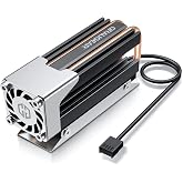 GRAUGEAR M.2 2280 SSD Heatsink, Direct-Touch Heat of Dual Copper Heat Pipes, 25mm Cooling Fan Built-in PWM Control, Aluminum Plate-Fin Design, Thermal Pads incl., 1.34 in Height [G-M2HS03-F]