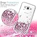LeYi for Galaxy Grand Prime,J2 Prime Case with Tempered Glass Screen Protector [2 Pack] for Girls Women, Glitter Shiny Liquid Clear TPU Protective Phone Case for Grand Prime Plus G530 Rose Gold