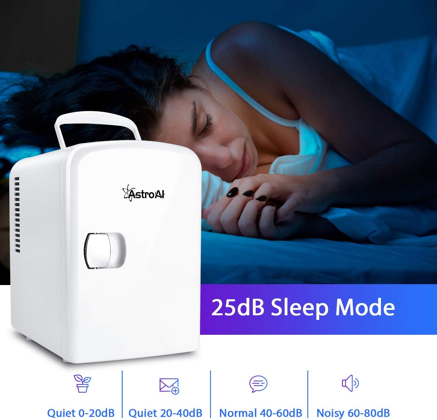 AstroAI Mini Fridge 4 Liter/6 Can AC/DC Portable Thermoelectric Cooler and Warmer for Skincare, Foods, Medications, Home and Travel, White: Automotive
