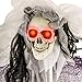 Halloween Haunters Animated Hanging Jumping Moving Forward Ghost Skeleton Bride Skull Reaper Prop Decoration - 3 Cackle Sound Phrases, LED Light Up Eyes, 3 Feet, Haunted House Graveyard Party Entryway