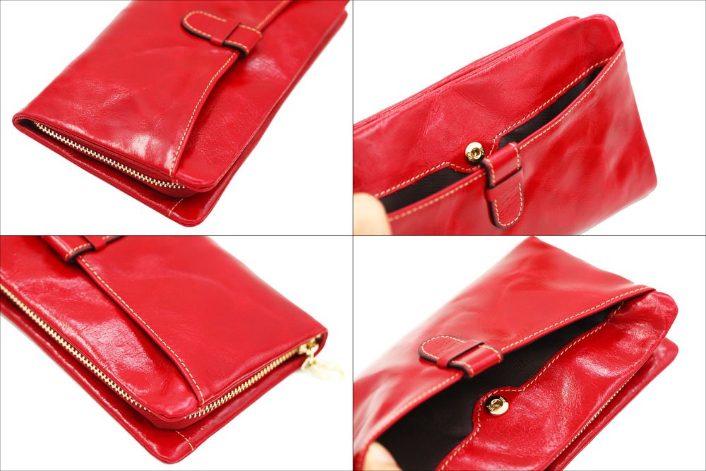 Womens Lady Blocking Wallet Classic Clutch Leather Wallet Card Holder Purse Handbag Red