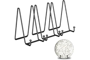 BamLue 3-Piece Iron Display Stand, 6-inch Black Wire Iron Easel Plate Holder Dish Stand Metal Frame Holder for Displaying Pic