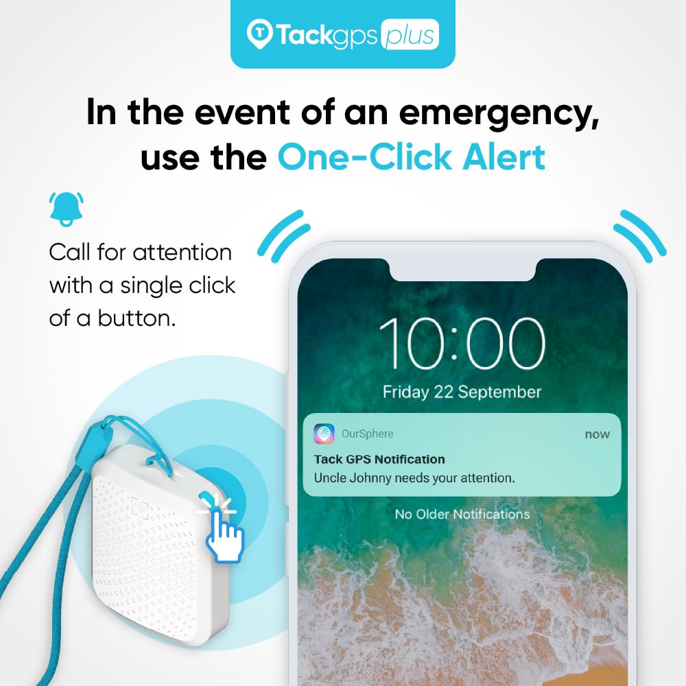 Tack GPS Plus [Lowest Monthly fee| 30 Days Battery Life| FCC Certified] - Child, Kids, Pet, Dog, Cat, Elderly, Alzheimer, Car, Vehicle, Bike, Tracking device. GPS + WiFi Positioning + Indoor Elevation