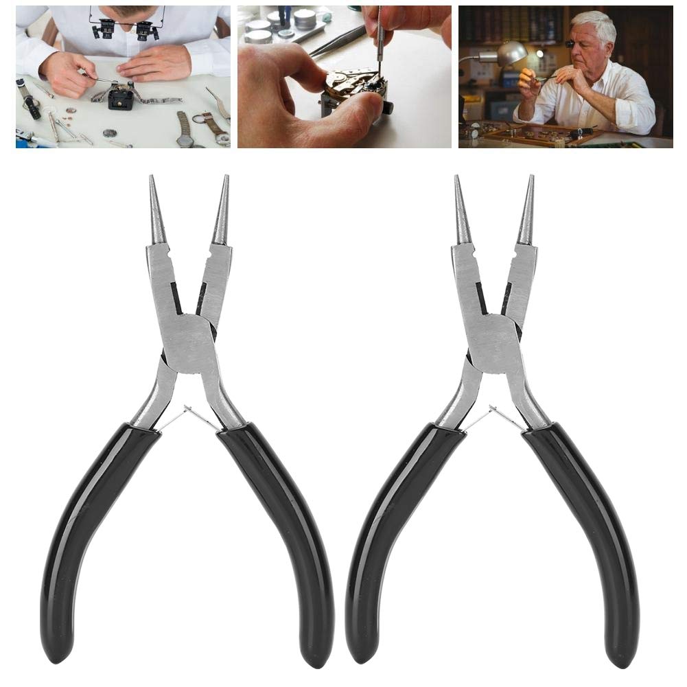 2PCS Round Nose Jewellery Pliers Black Handle for Wrapping Curving and Looping Wire 4 in 1 Multifunction