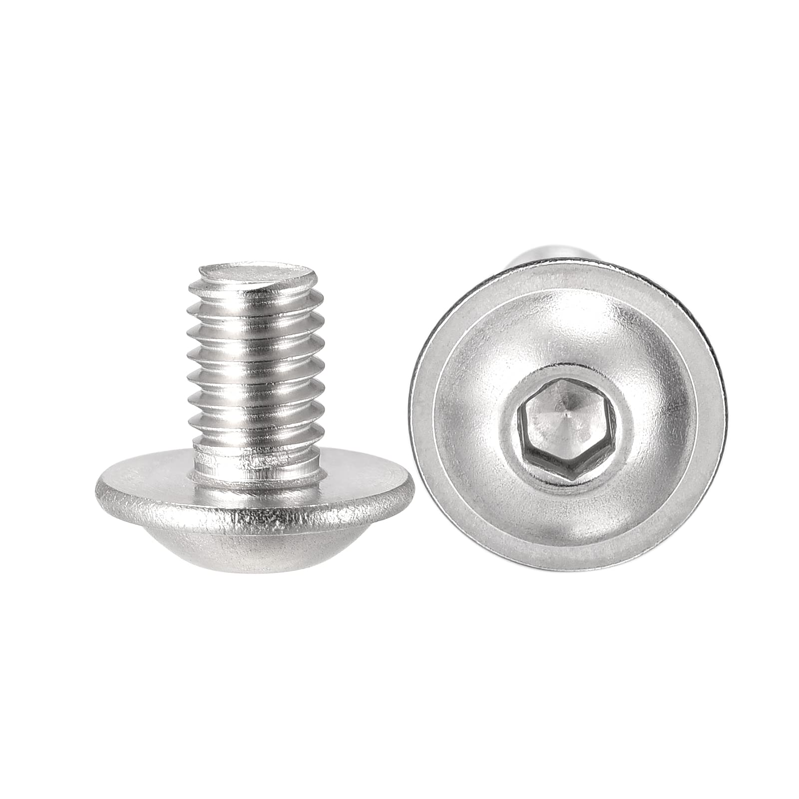 sourcing map Flanged Button Head Socket Cap Screws, M5*8mm Hex Socket Drive Screw, 304 Stainless Steel Fasteners Bolts, Fully Threaded Machine Screw 50Pcs