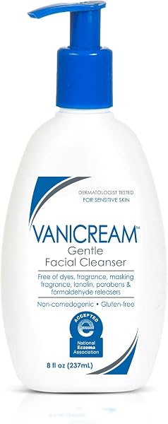 Vanicream Gentle Facial Cleaner with Pump Dispenser, 8 Fl Oz, Formulated without Common Irritants for Sensitive Skin, Removes