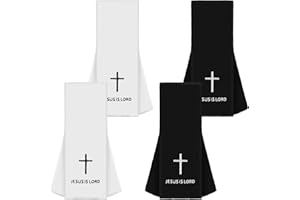 VitalCozy 4 Pcs Christian Cross Football Towel with Hook and Loop Closure, Cotton Quarterback Qb Sports Towel with Bible Cross for Football Jesus Faith White and Black (Jesus is Lord)