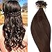 S-noilite Pre Bonded U Tip Hair Extension Human Hair 100% Remy Hair 18Inch 100strands Fusion Keratin Nail Tip Hairpieces Dark Brown 50g Silky Straight Real Hair For Women #2