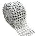 Silver Mesh Ribbon Flower Shape Rhinestone Ribbon Mesh Wrap Roll Diamond Bling Mesh for Wedding Decorations, Wedding Cake, Birthdays, Party Supplies, Arts & Crafts, 4