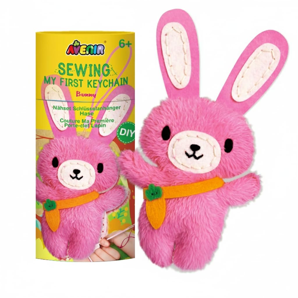 Avenir DIY Sewing Kit, Sewing Keyring, Rabbit, Craft Kit for Children, Creative Set, from 6 Years