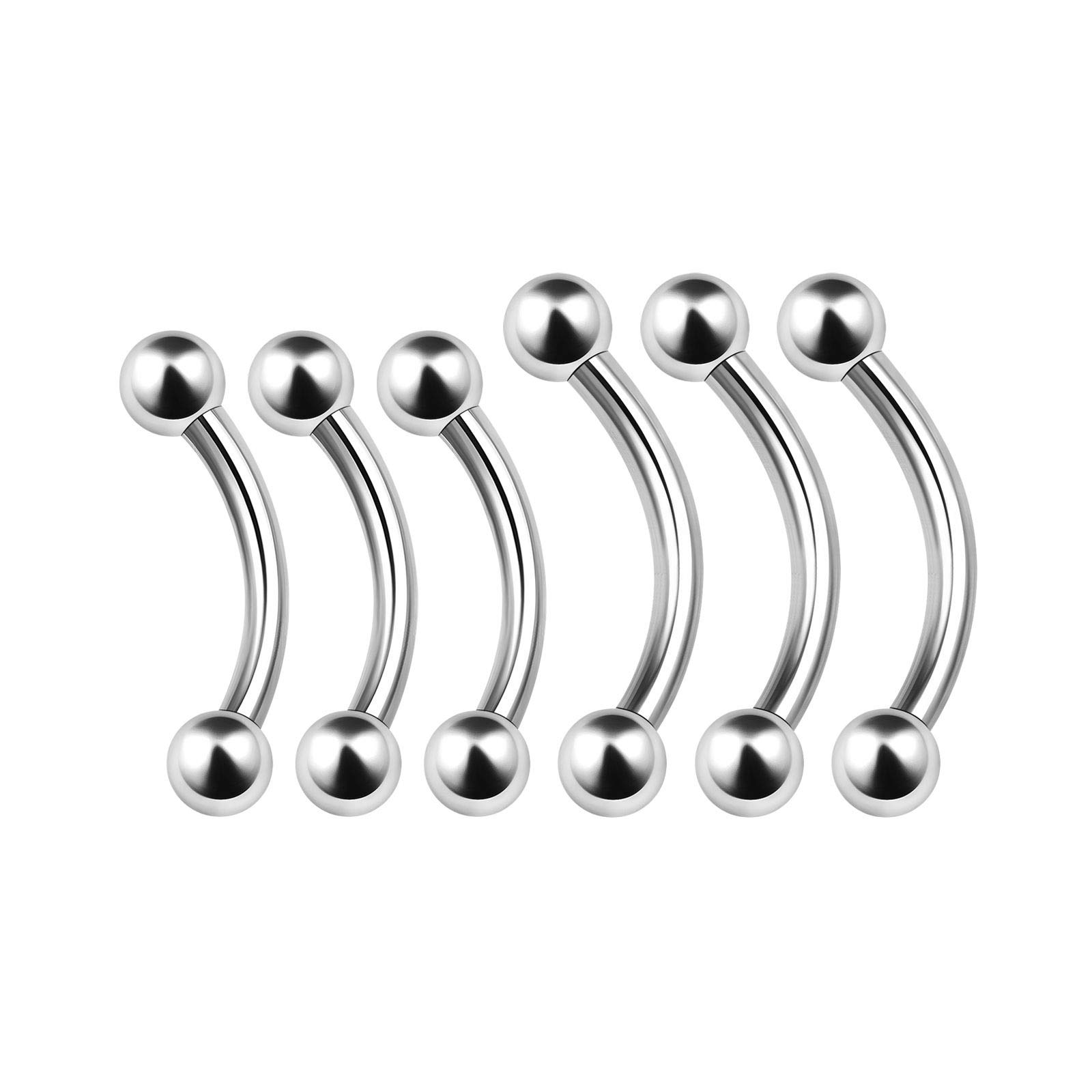 6PCS Stainless Steel Curve Barbell 14g 8mm 10mm 3mm Ball Rook Cartilage Tragus Daith Earrings Lip Piercing Jewellery 4629