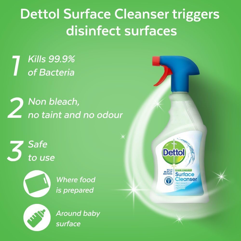 Dettol Antibacterial Surface Cleaning Spray, 750 ml, Pack of 3 (Packaging May Vary), Original, 750 ml (Pack of 3) - Image 3