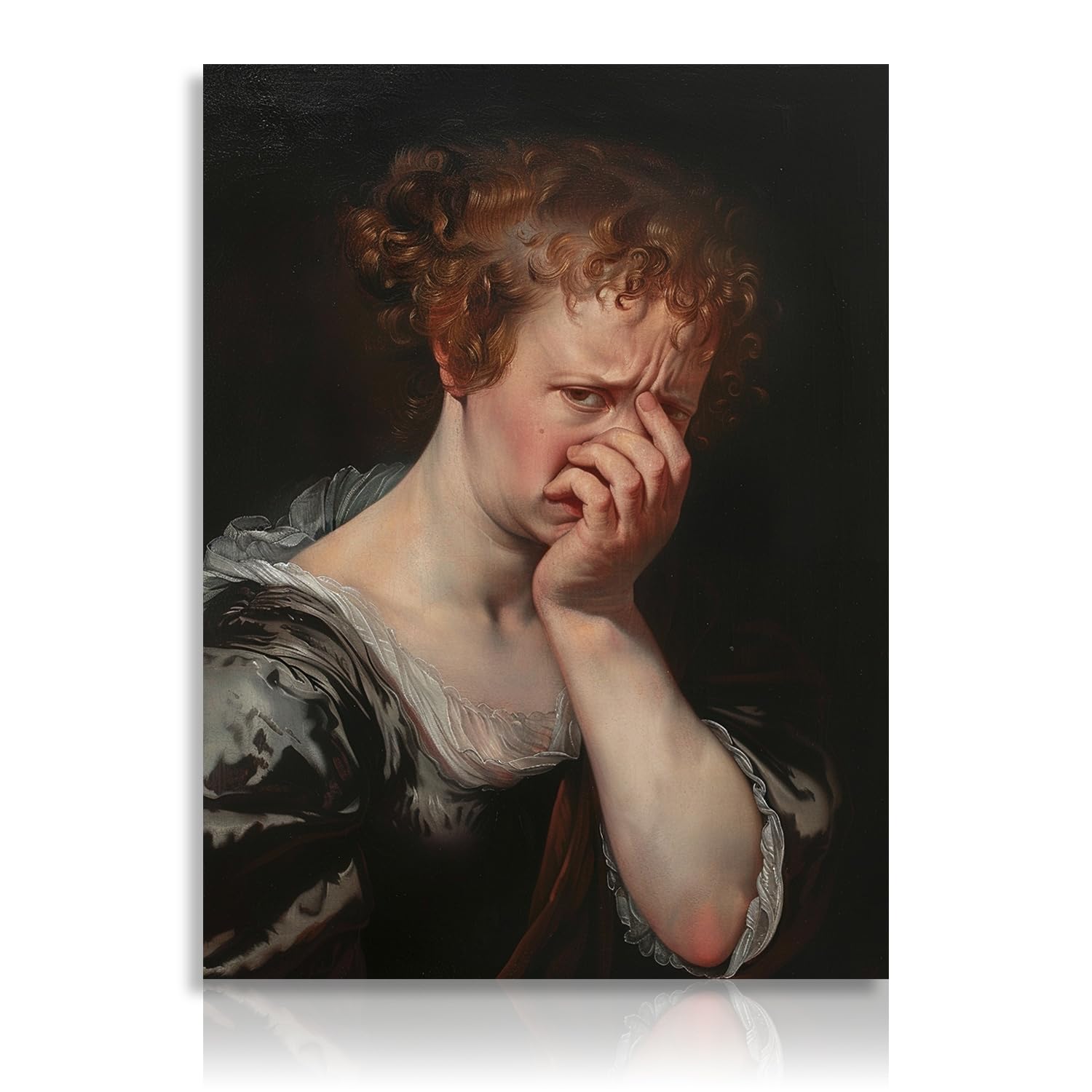 NymphFable Funny Bathroom Wall Decor Poster Woman is Covering Nose, Vintage Humor Wall Poster for Bathroom Toilet Decor 12x16 in Unframed