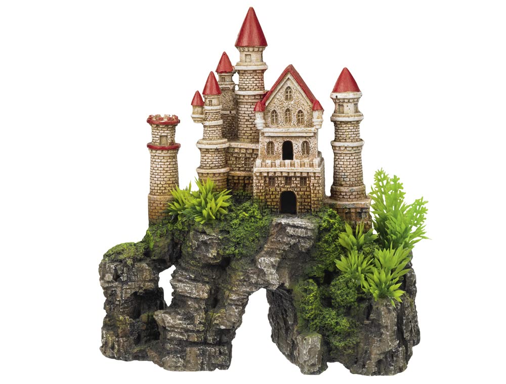 Nobby Aqua Ornaments Castle with Plants, Resin, Various, 550 g (Pack of 1)