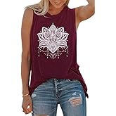 VKEGNIO Vintage Flower Tank Top Women Summer Graphic Sleeveless Tops Tank Bohemian Cute Print Casual Summer Shirts