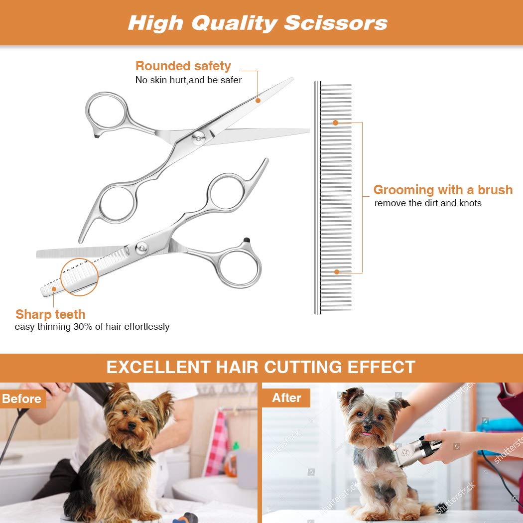 PANGU-Dog Clippers,Professional Pet Grooming Kit Low Noise, Rechargeable Pet Shaver Cordless Silent Dog Hair Trimmer with scissors comb Best Hair Clipper for Dogs Cats pets