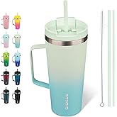 BJPKPK Insulated Tumbler with Handle, 22oz Insulated Tumblers with Lid and Straw, Stainless Steel Metal Water Bottles, Coffee Travel Mugs, Cups, Mint