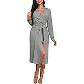 ZAFUL Women's Robe Soft Lightweight Long Knit Kimono Bathrobe V-neck Casual Sleepwear Loungewear