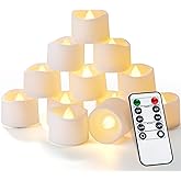 Homemory 12pcs Remote Timer LED Tea Lights Candles, 400+Hours Flickering Flameless Battery Votive Tealights for Tabletop Lighting, Centerpieces Decor, Holiday