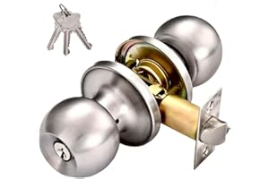 Entry Door Knob with Lock and Keys for Bedroom/Bathroom, Interior/Exterior Door Handle, Indoor/Outdoor Privacy Door Knob, Mai