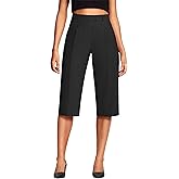 ISEEGZ 18'' Capri Pants for Women Relaxed Fit Dressy Capris Pant Pleated Business Casual Work Trousers with Pockets