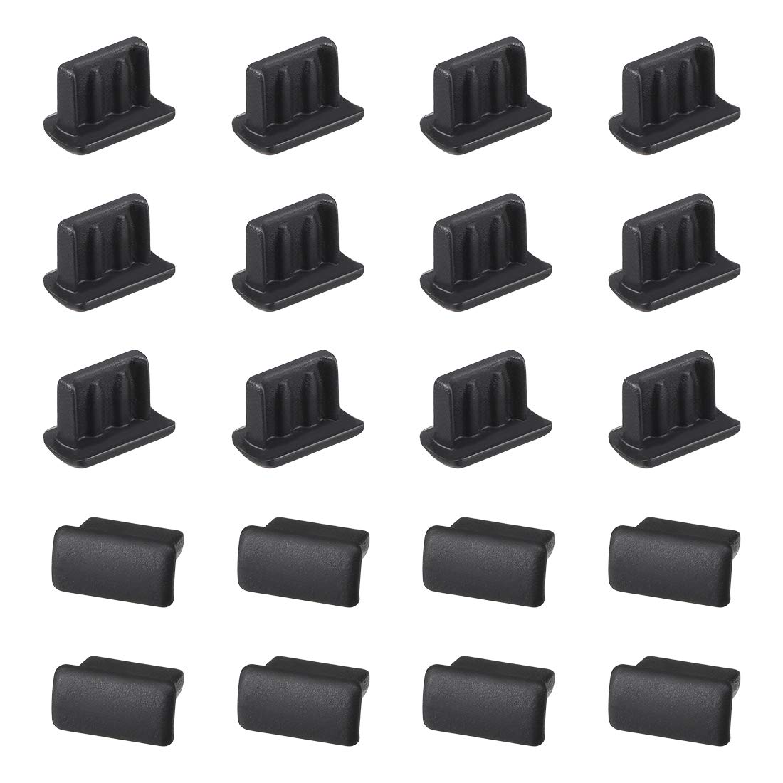 sourcing map 20pcs Silicone Mini USB Cap Port Cover Anti Dust Protector 7mmx2mm Black