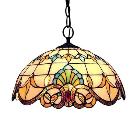 XFZ Tiffany Pendelleuchte Vintage Design Wohnzimmer Esszimmer Veranda Mediterrane Flur Balkonzubehör Hängelampe Runde Pastora