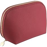 Kososuru Small Travel Cosmetic Bag Portable Makeup Bag PU Leather Makeup Pouch for Women (PU leather, Red)