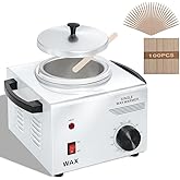 Podoy Wax Warmer for Hair Removal, Professional Single Wax Warmer Pot Melter Heater with Adjustable Temperature Set, Home Spa & Salon Electric Waxing Machine with 200pcs Sticks