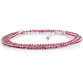 YANARA Natural Gemstone Choker Necklace For Women Gemstone Full Micro Beads Dainty Jewelry for her, Birthstone, Energy Healing Crystals, Silver Plated Chain 18 inch