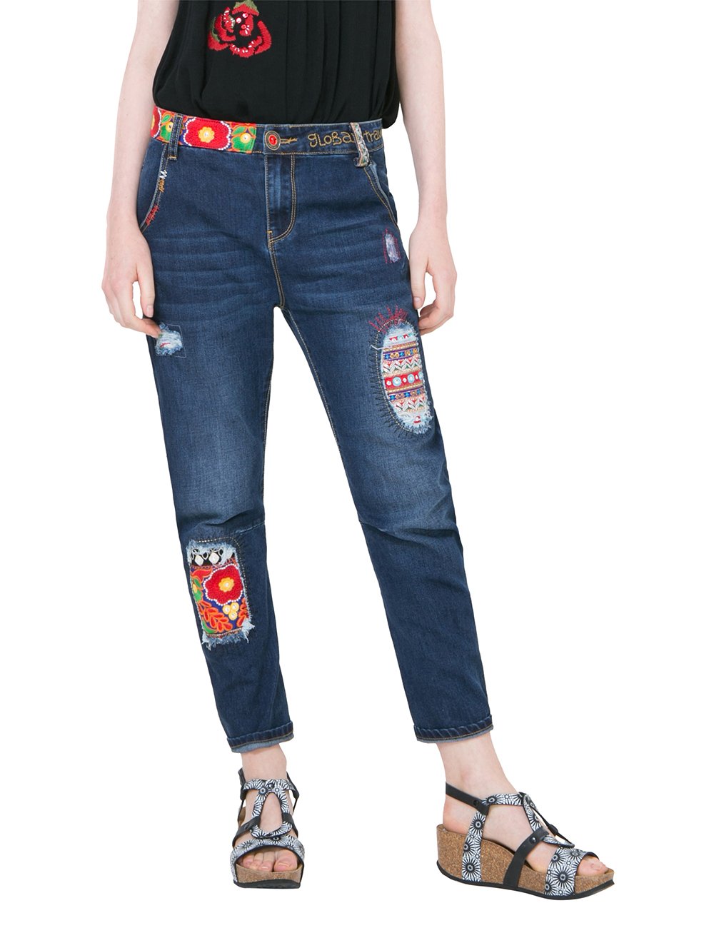 Desigual Women's Denim_new Exotic Boyfriend Jeans Blue (Denim Dark Blue 5... NEW eBay