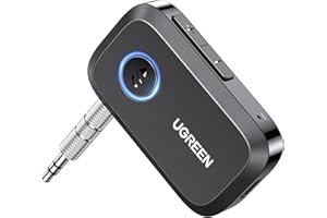 UGREEN Bluetooth 6.0 Receiver for Car, Aux to Bluetooth Adapter 3.5mm Jack, Crystal Clear Sound, Built-in Mic for Hands-Free 