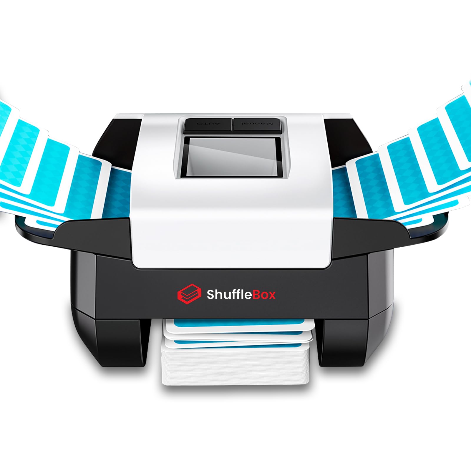 ShuffleBox S1 Lite Automatic Card Shuffler with 1200mAh Rechargeable Built-in Battery, 2 Deck Ultra Quiet Shuffling Machine