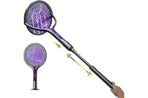 Gray Electric Mosquito Killer Lamp with Swatter, Wall Mount, Folding Design, 190° Rotatable Mesh, Type-C Rechargeable, Extend