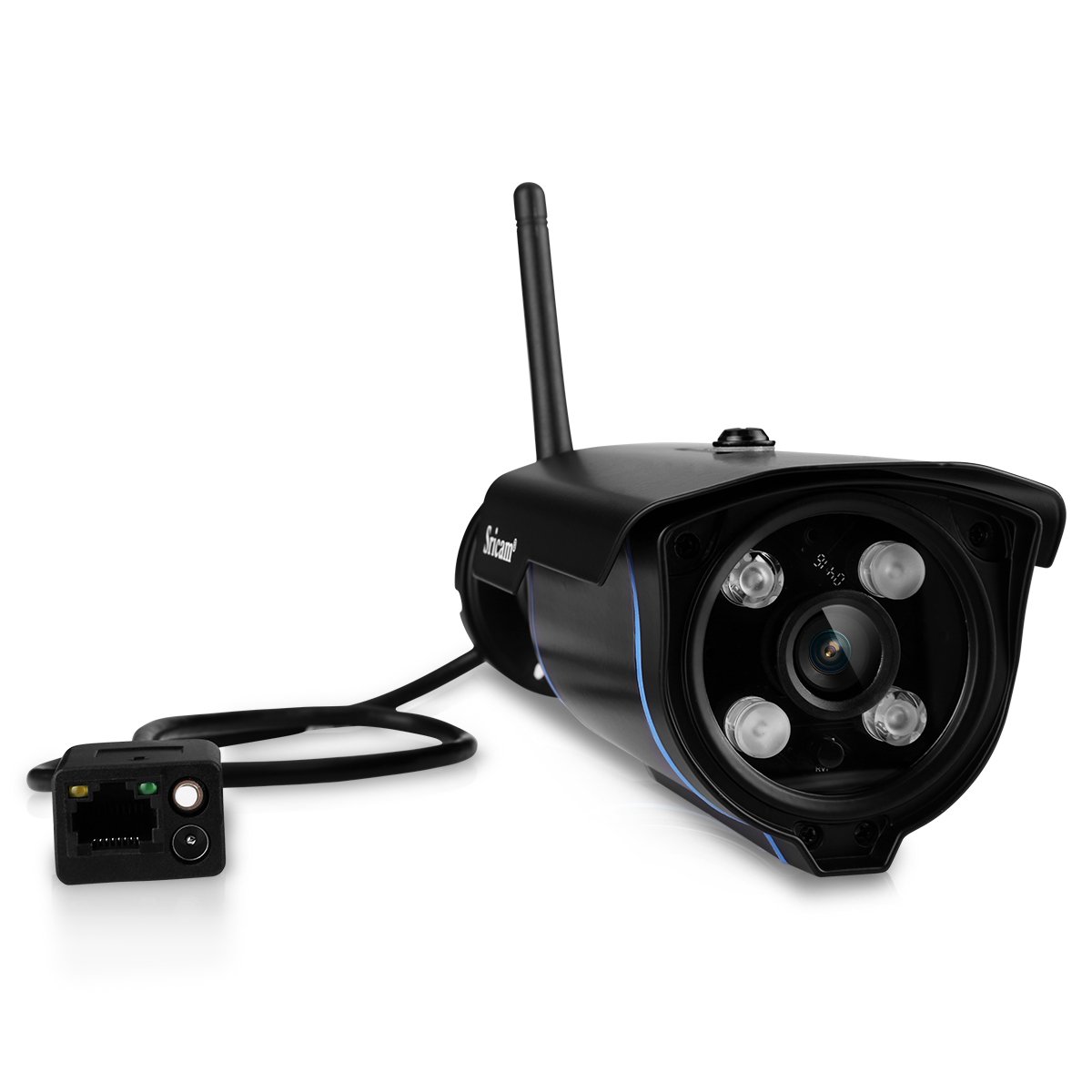 Sricam Cámara IP de seguridad Viginancia inalámbrica 720P ONVIF ,CCTV, P2P, detección de movimiento, visión nocturna,1.0 megapíxeles, expansión de memoria hasta 128G, negro, SP007