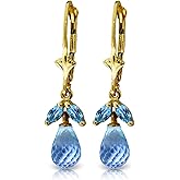Galaxy Gold GG 14k Solid Gold Leverback Earrings with Natural Blue Topaz