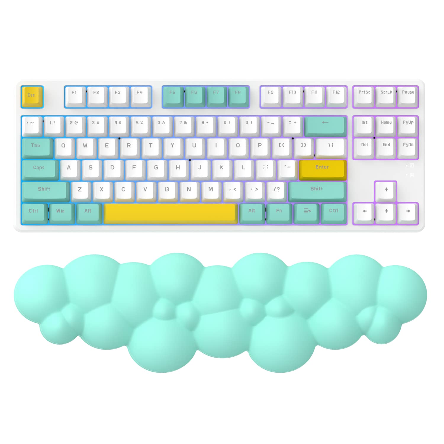 MANBASNAKE Reposamuñecas para teclado en la nube, espuma viscoelástica de alta densidad de PU con base antideslizante para aliviar el dolor de escritura, almohadilla ergonómica para teclado con soporte para muñeca para oficina en casa/computadora/portátil