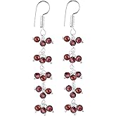 NJCRAFT Natural Gemstone Beads Dainty Dangle Drop Earrings for Women, Yoga Jewelry, Meditation Crystals Earring, Energy Healing, Birthday Gift for Her, Gemstone Jewelry