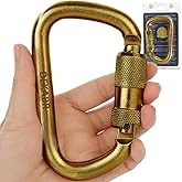 DEKABR Carabiner Heavy Duty, 45KN Twist Lock Steel Auto Locking Climbing Carabiner for Rock and Tree Climbing, Camping, Rappelling, Rescue and Mountaineering – ANAB Certified, Large, Gold