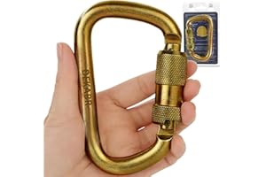 DEKABR Heavy Duty Alloy Steel Auto-Locking Climbing Carabiner - 45KN Twist Lock Carabiner for Rock and Tree Climbing, Quick Release, Rescue, and Mountaineering. ANAB Certified, 4.21-inch, Large, Gold