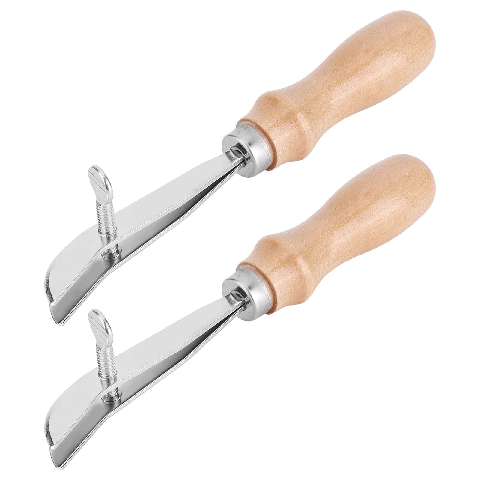 Leather Creaser, 2pcs 15mm Adjustable Steel Leather Working Tools Leather Edge Creaser Wood Crafting Tools with Gourd Shape Design for Leather Crimping and Marking