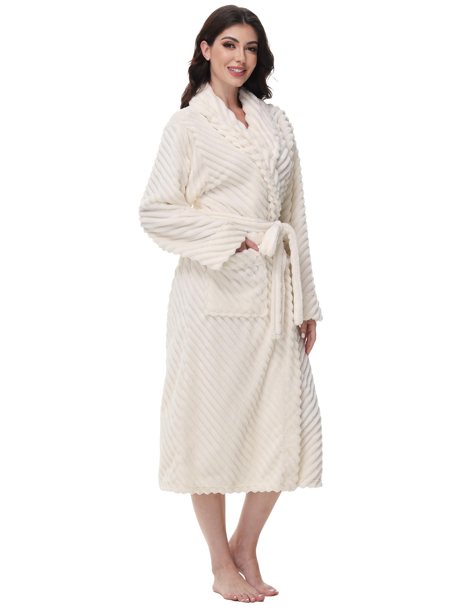 Photo 1 of Yurhap Premium Robes for Women - Super Soft Cozy Fleece Womens Robe Plush Long Bathrobe