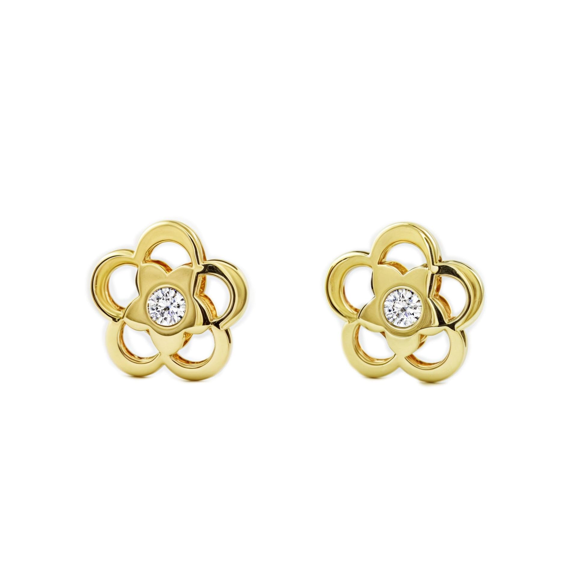 9ct Yellow Gold flower Children's Earrings