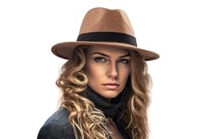 LADYBRO 100% Wool Fedora Hats for Women - Fall Wide Brim Felt - DIY Band and Belt Buckle…