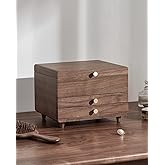 CHOSIN Wooden Jewelry Box, 3 Layer Large Jewelry Organizer for Women, Black Walnut Wood, Jewelry Storage for Necklaces Rings Earring Watches Bracelets Valentine's Day Gifts(No Mirror)