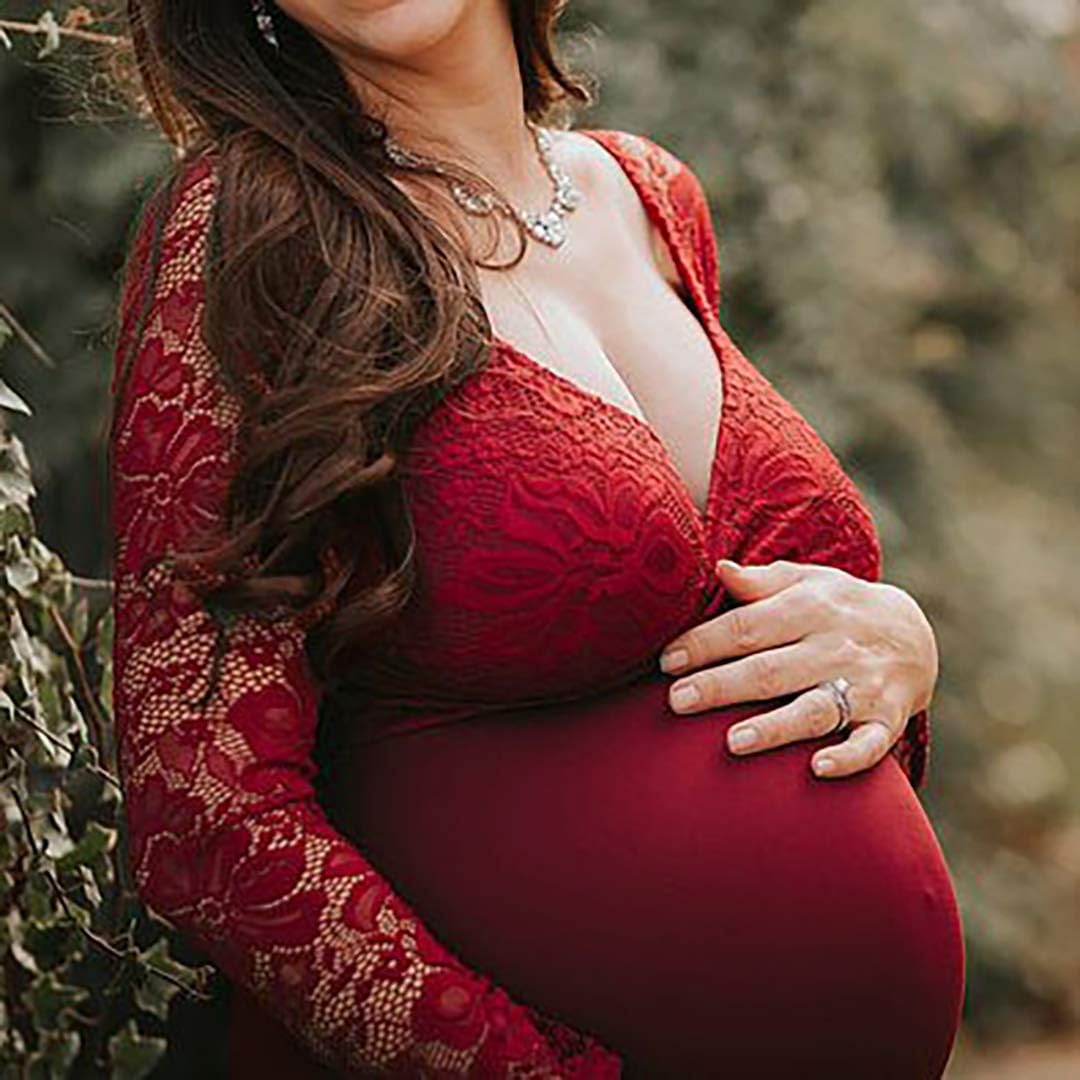 COSYOU Womens Lace Maternity Dresses Gown Lace Cotton Patchwork Maxi Dress for Baby Shower Photo Props Party at  Women’s Clothing store
