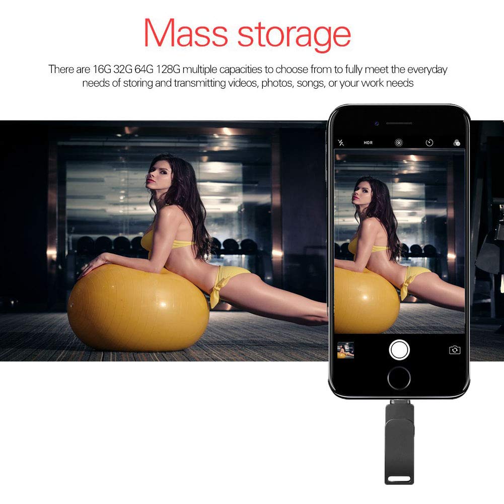 iOS USB Flash Drive 128GB - USB 3.0 Zinc Alloy Memory Stick External Storage Compatible iPhone/PC/iPad/Android More Devices USB Port (Gray)